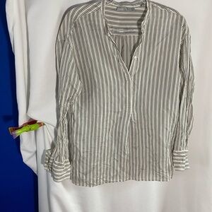 Vince, Silk Striped Brown and Blue Women's Top